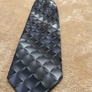 Platinum Designs Silk Tie, Black Silver Extra Long 4" x 66"